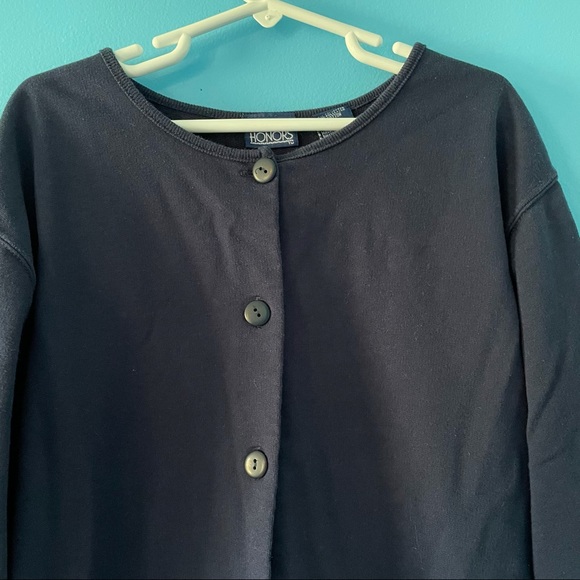 Navy Blue Embroidered Cardigan Button Spring - Picture 4 of 6